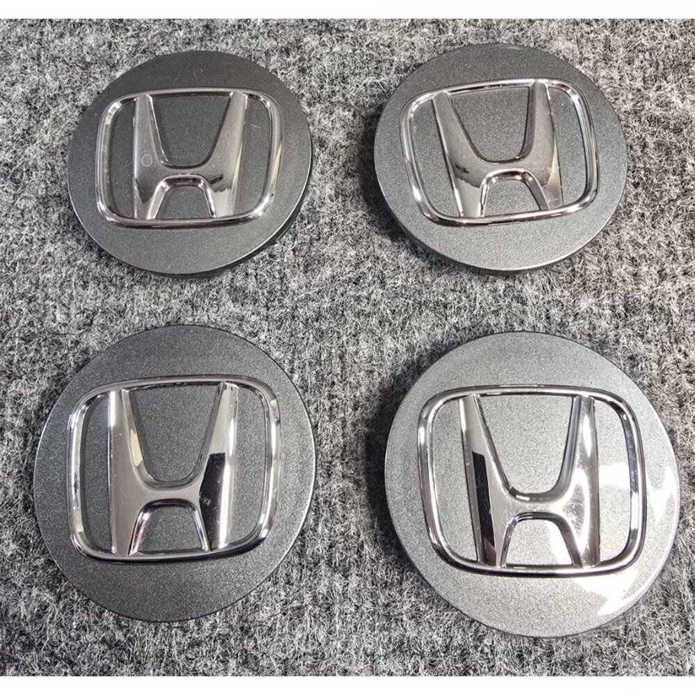 (4)Honda OEM Dark Gray Plastic 2 3/4" 2.75" Center Cap Hub Dust Cover PS+PPE #66